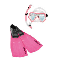 Kit mergulho Shark Snorkel Dry (seco) + Nadadeira Seasub - Rosa